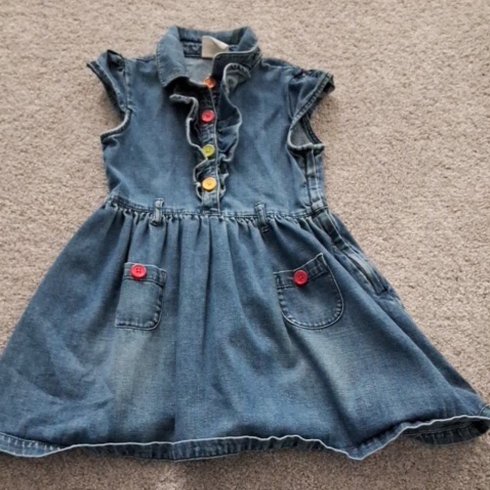 Crazy 8 Denim Jean Dress with Rainbow Buttons